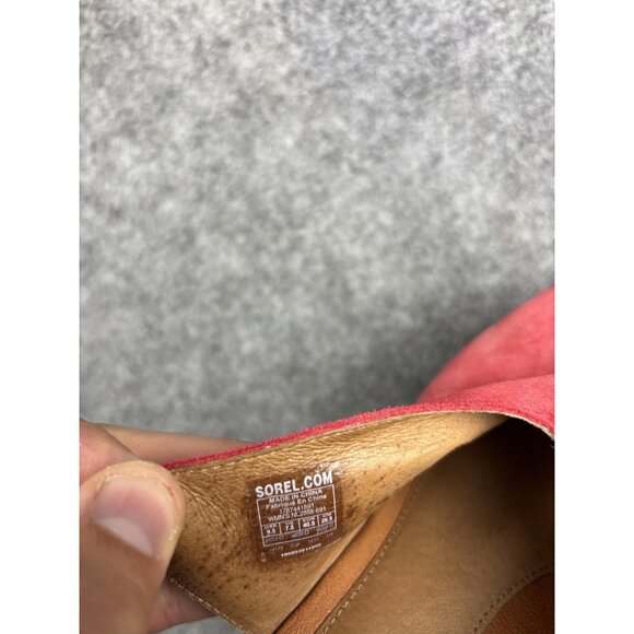 Sorel Joanie II Slingback Wedge Sandals Womens Size 9.5 Red Suede Shoes Open Toe - Picture 7 of 9